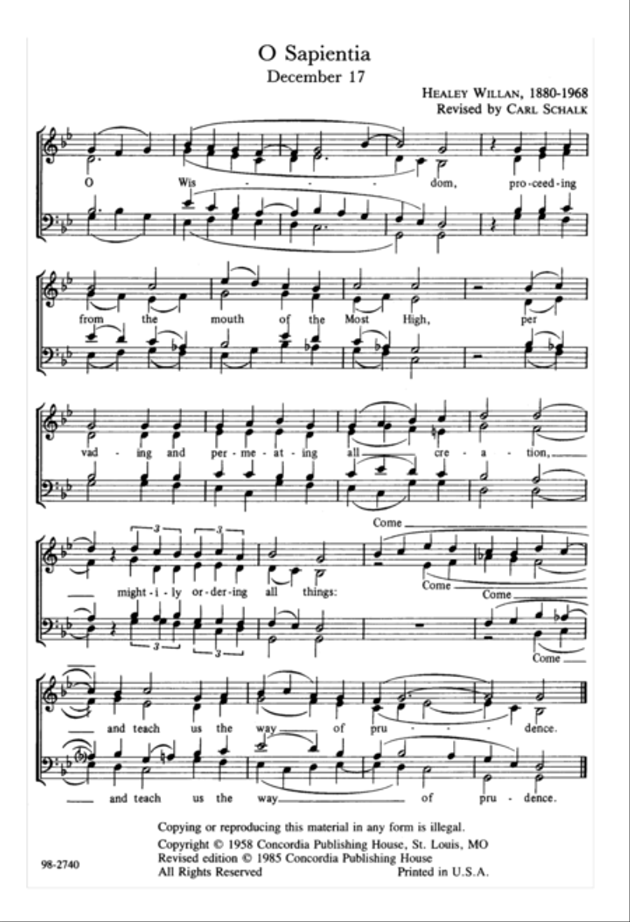 The Great O Antiphons of Advent (Willan/Schalk) 4-Part scores gallery preview page 3