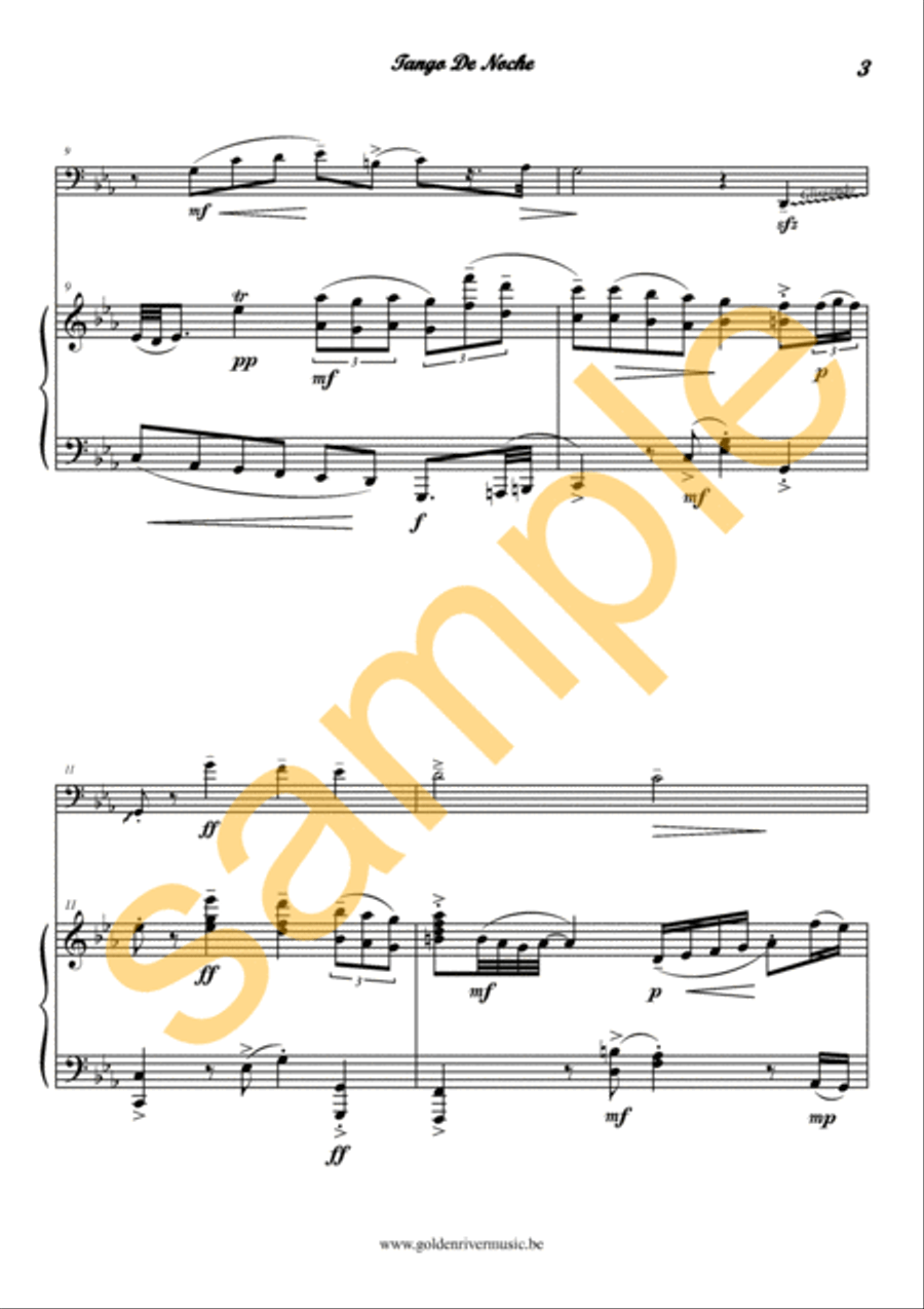Tango de Noche / Tango Night for cello Clarinet Solo scores gallery preview page 4