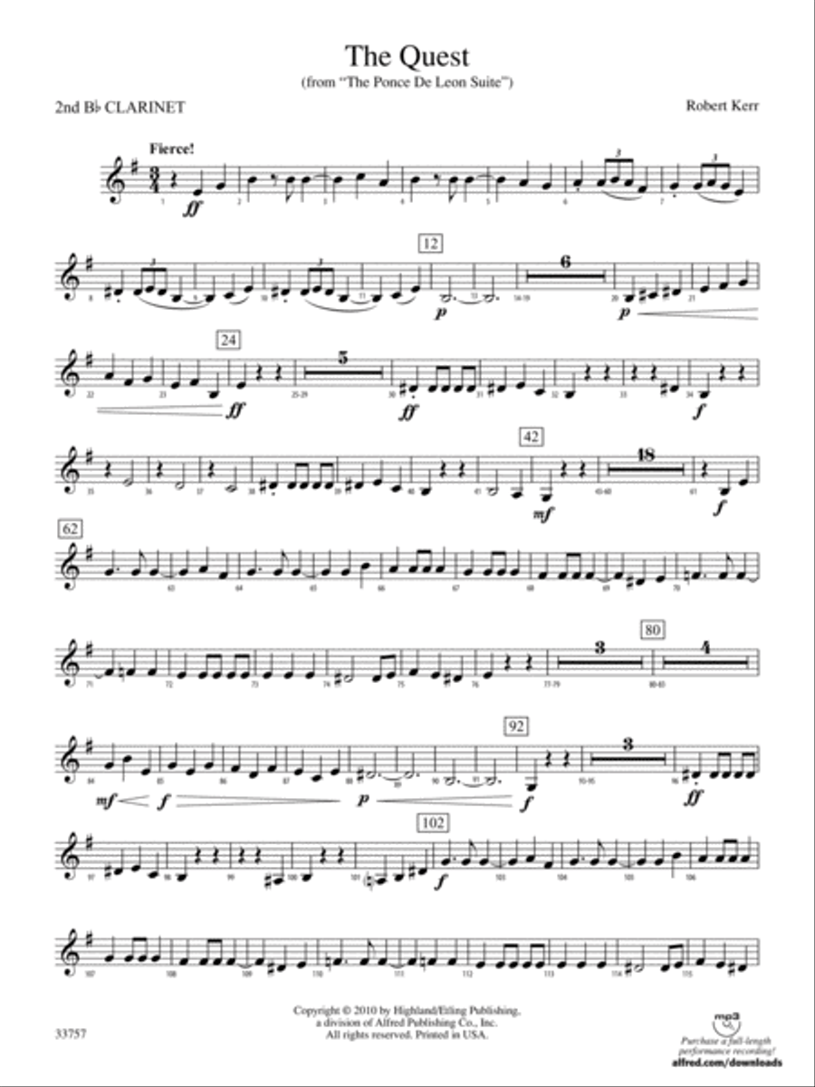 The Quest: 2nd B-flat Clarinet Full Orchestra scores gallery preview page 1