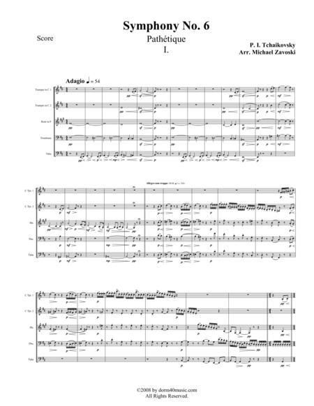 Symphony No. 6 (Pathetique) for Brass Quintet image number null