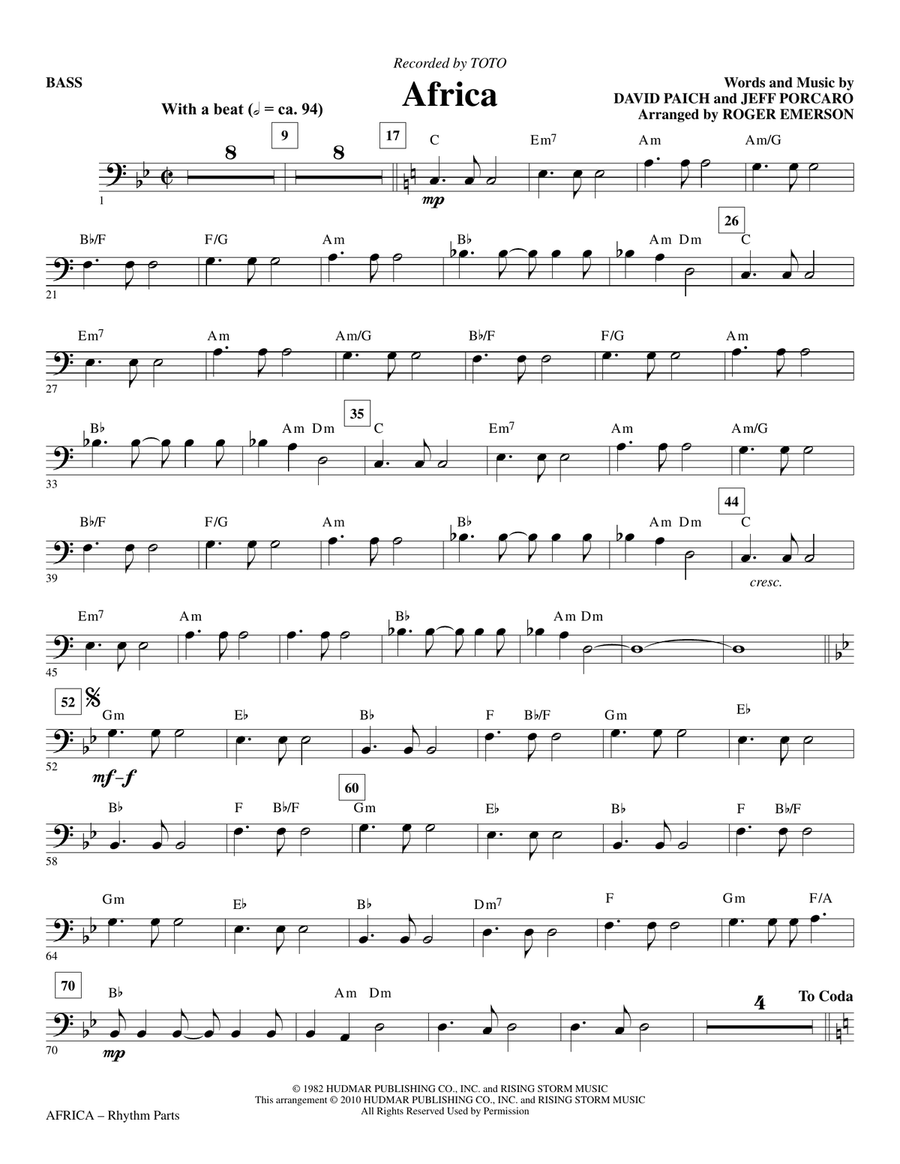 Africa (arr. Roger Emerson) - Bass