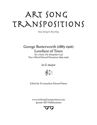 Book cover for BUTTERWORTH: Loveliest of trees (transposed to G major)