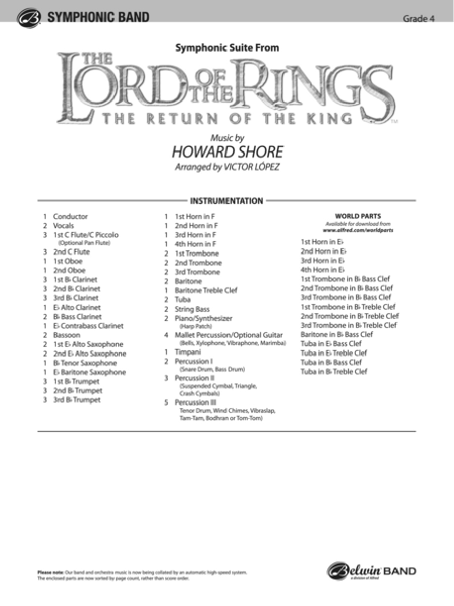 The Lord of the Rings: The Return of the King, Symphonic Suite from Concert Band scores gallery preview page 2