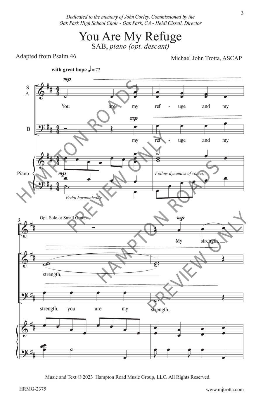 You Are My Refuge (SAB) You Are My Refuge (SAB) 3-Part scores gallery preview page 4