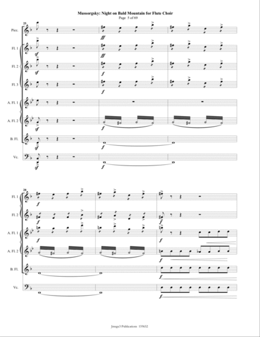 Mussorgsky: Night on Bald Mountain for Flute Choir Flute Choir scores gallery preview page 5