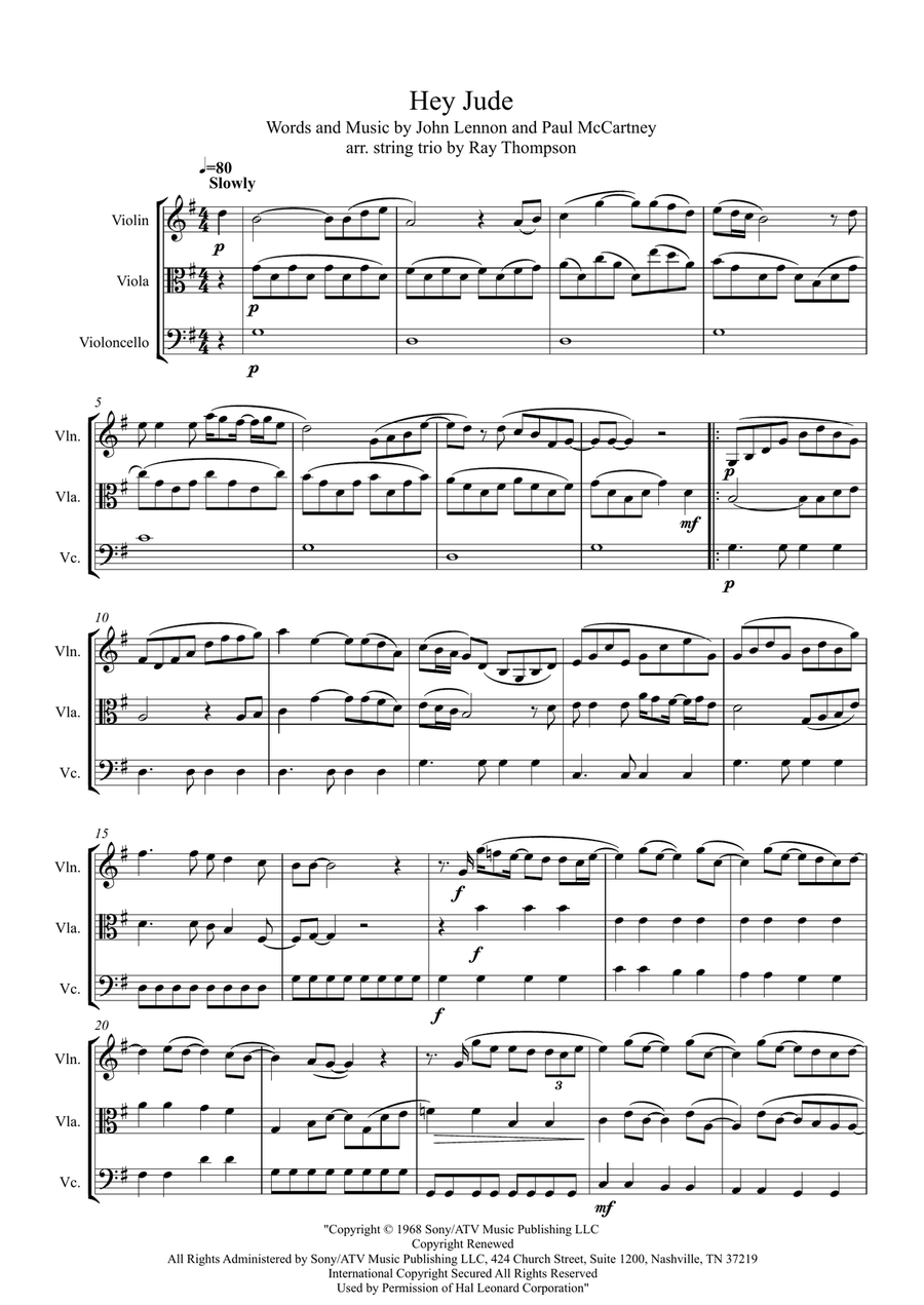 Hey Jude String Trio scores gallery preview page 1