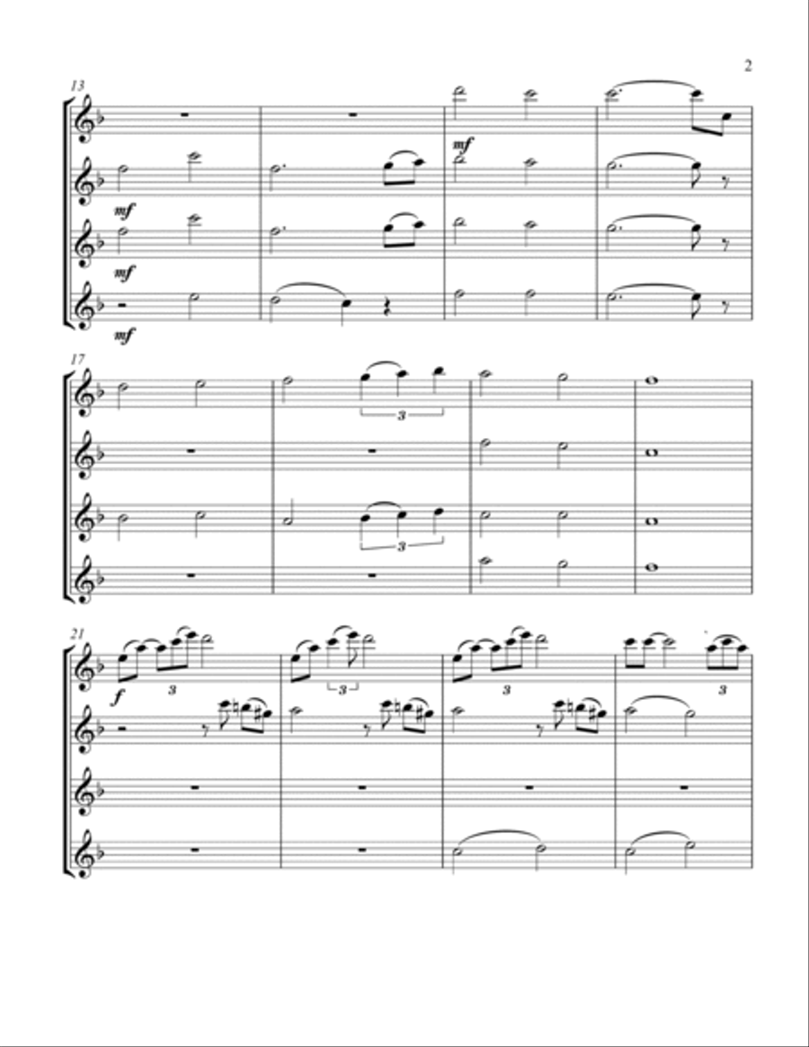 Can't Help Falling In Love Flute Quartet scores gallery preview page 3