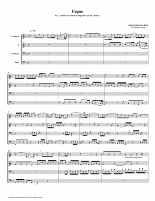 Fugue 13 from Well-Tempered Clavier, Book 1 (Brass Quartet)