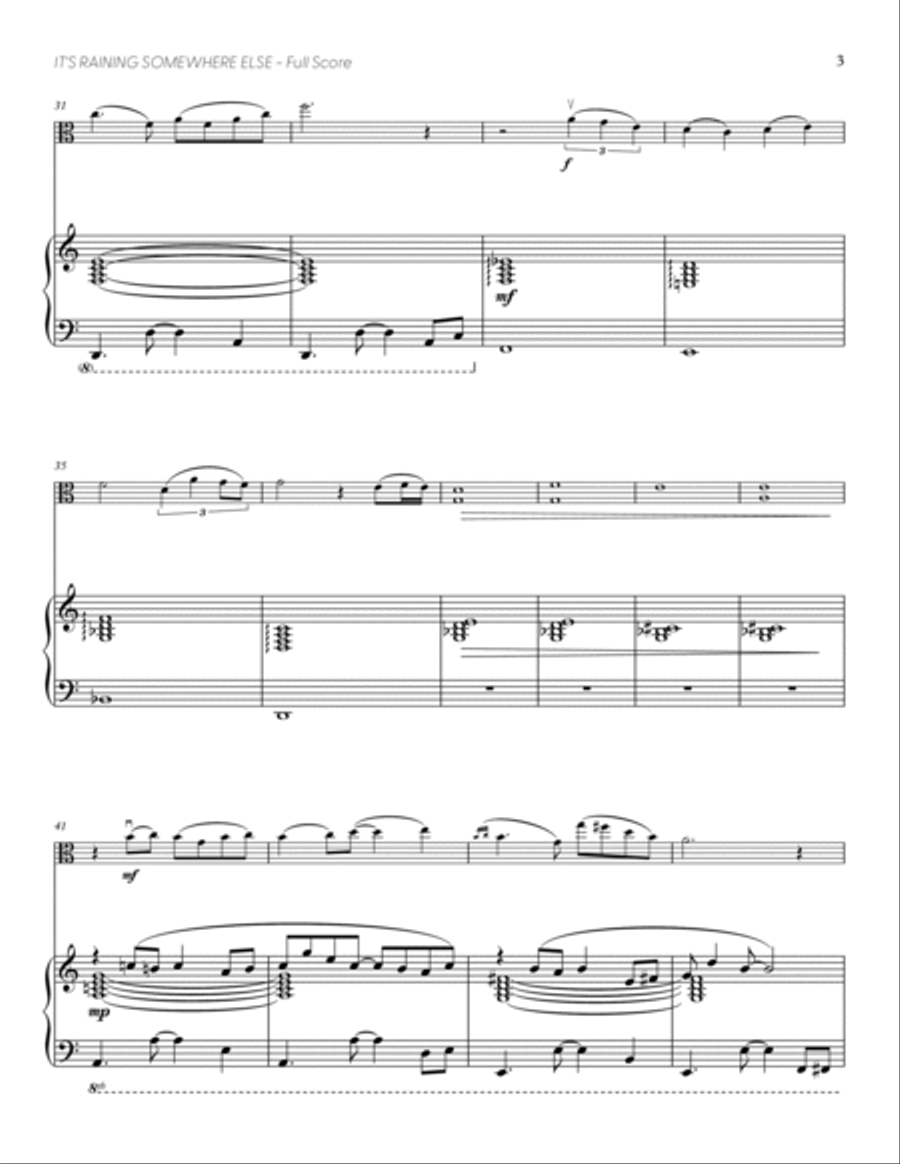 It's Raining Somewhere Else (from UNDERTALE) (for Solo Viola with Piano Accompaniment) Piano Accompaniment scores gallery preview page 4