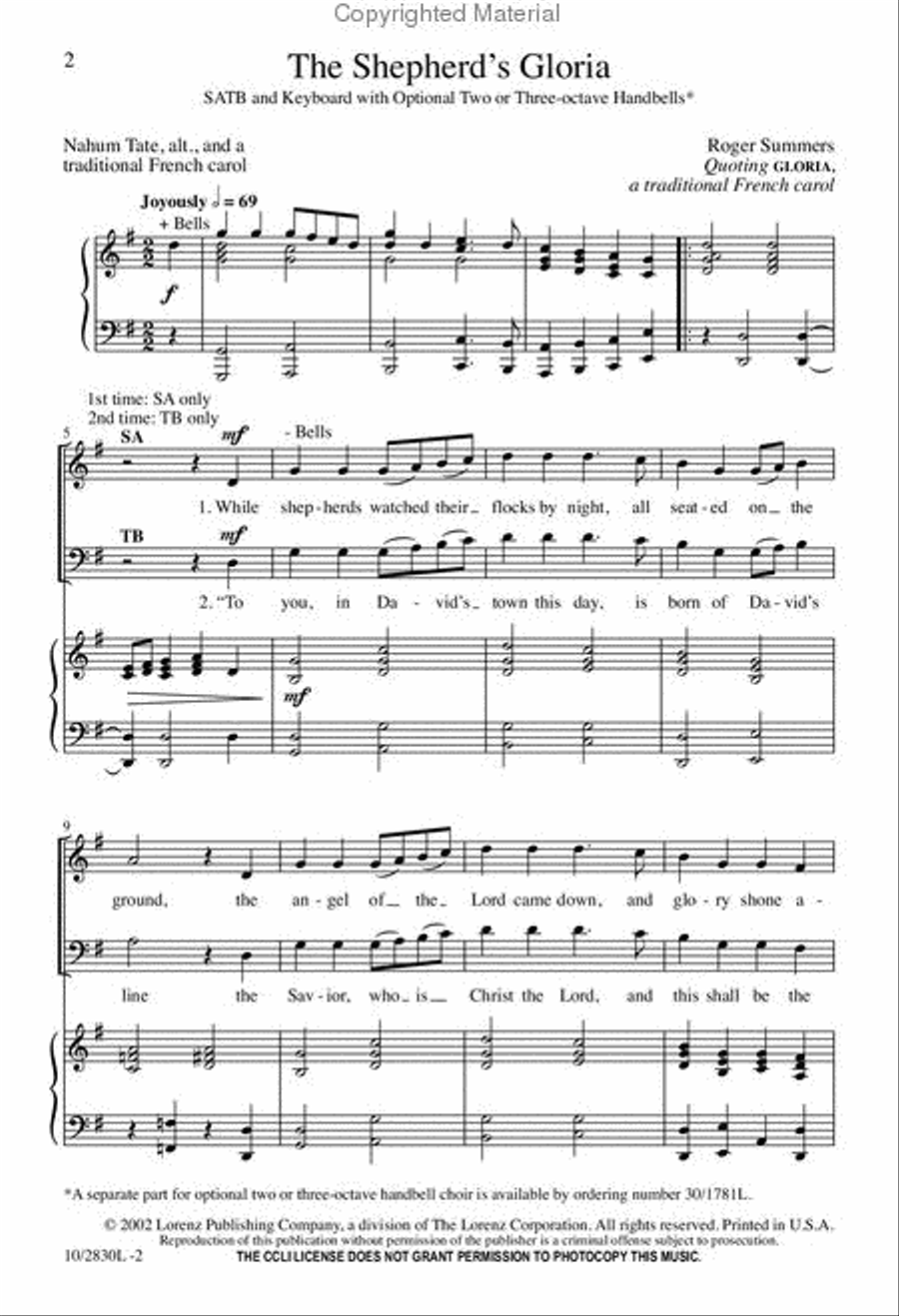 The Shepherds' Gloria The Shepherds' Gloria 4-Part scores gallery preview page 2
