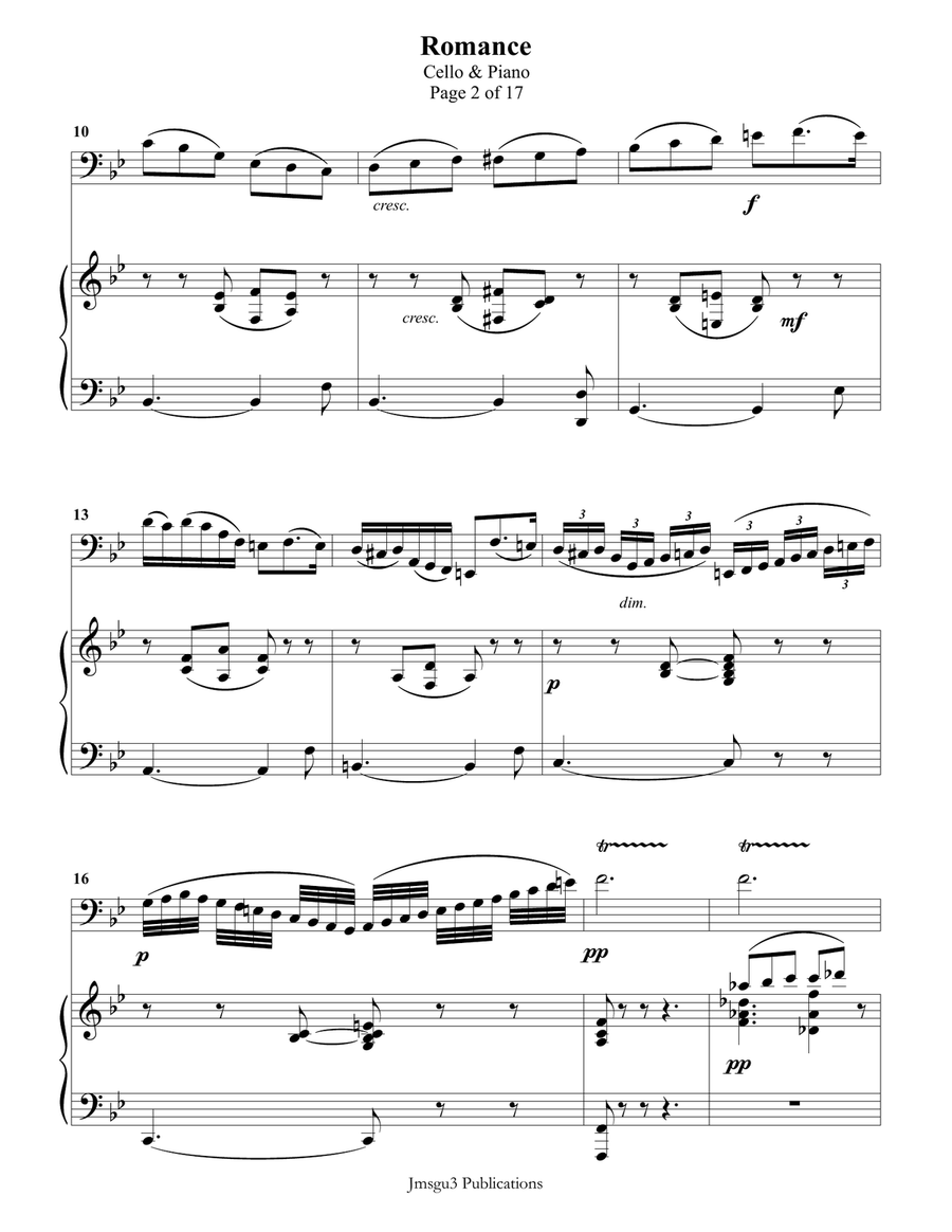 Fauré: Romance Op. 28 for Cello & Piano Piano scores gallery preview page 2