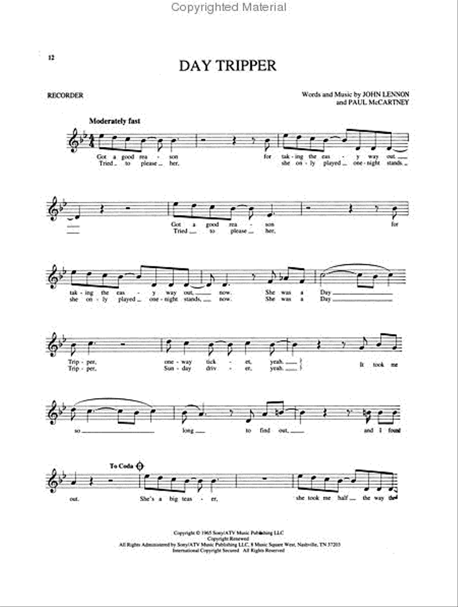 Beatles Favorites For Recorder Recorder scores gallery preview page 4