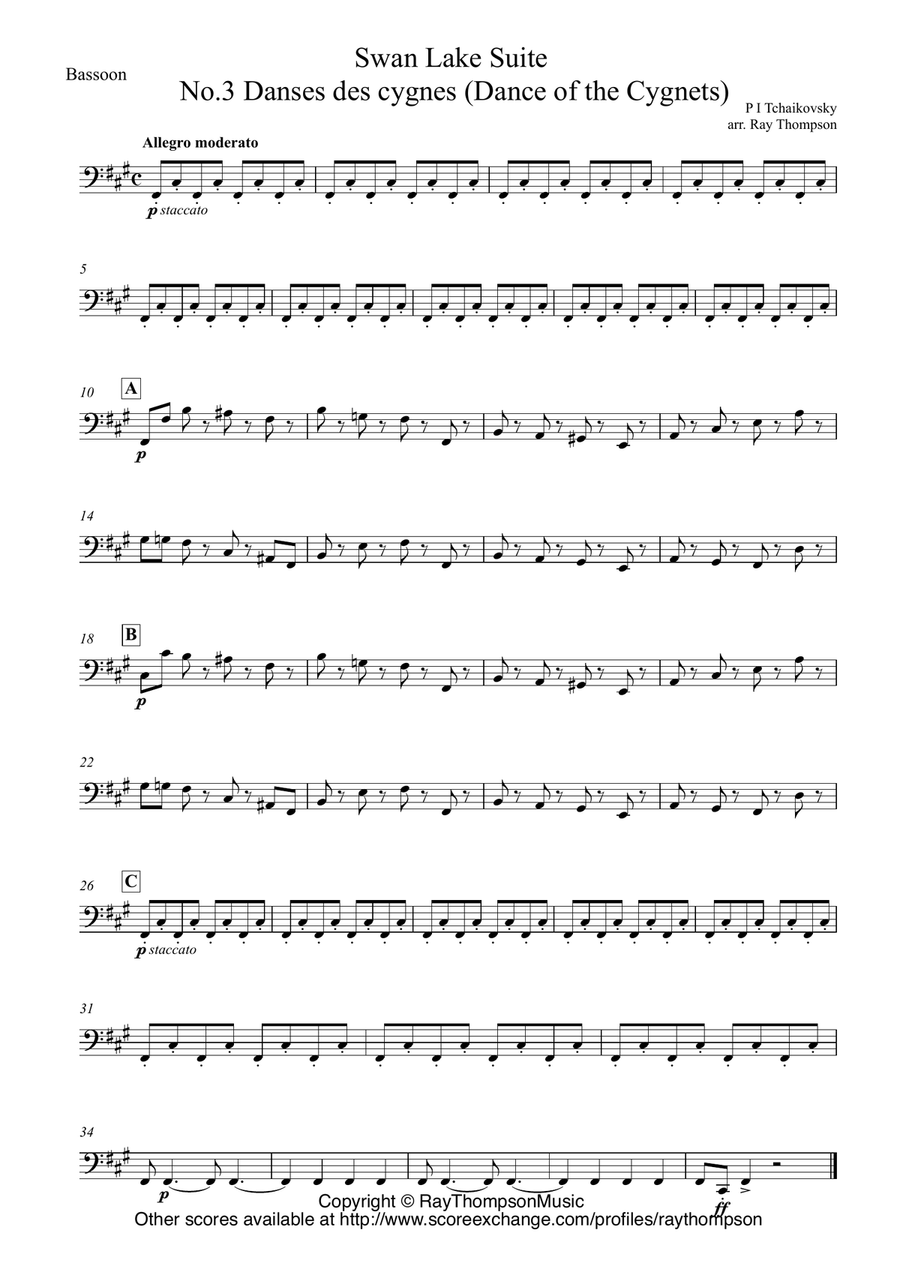 Tchaikovsky: Swan Lake Suite Op.20a No.3 Danse des Petite Cygnes-Dance of the Cygnets - wind quintet Woodwind Quintet scores gallery preview page 4