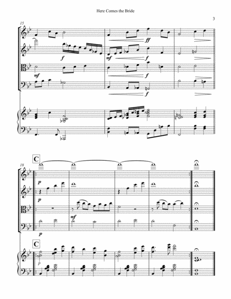 Here Comes the Bride - Bridal Chorus for String Quartet and Piano image number null