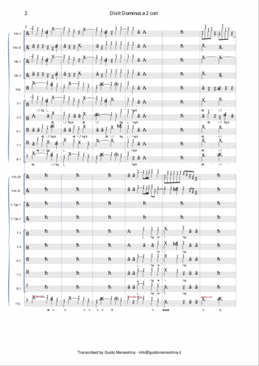Leonardo Leo - Dixit Dominus a 2 cori, 1741, Secondo movimento 4-Part scores gallery preview page 3