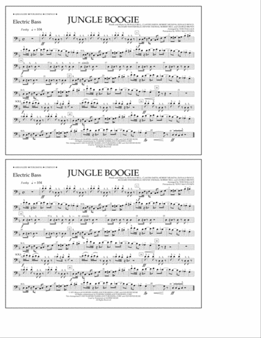 Jungle Boogie - Electric Bass Marching Band scores gallery preview page 1