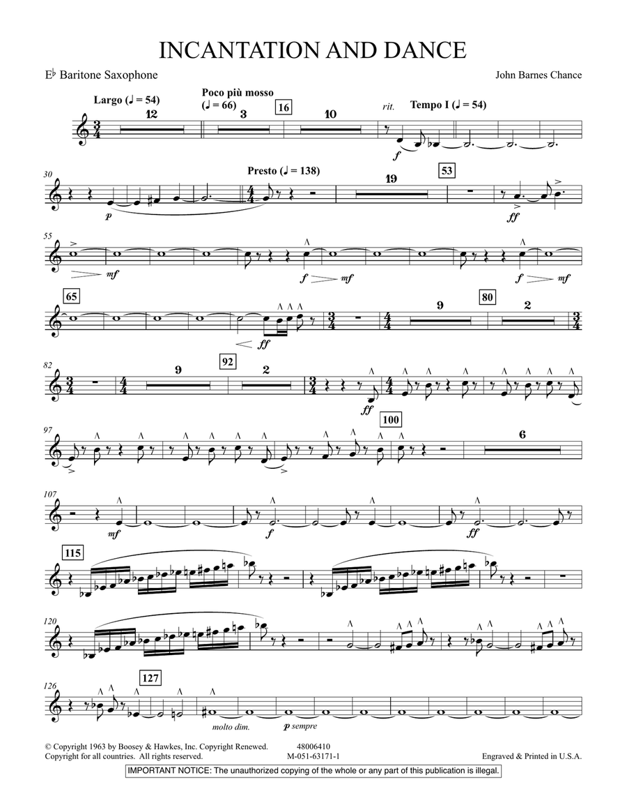 Incantation and Dance - Eb Baritone Sax