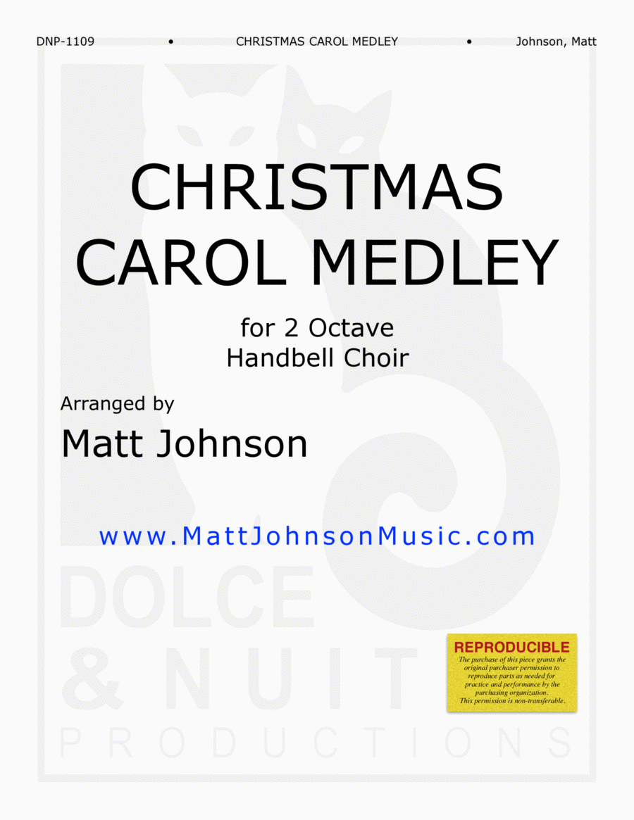 Christmas Carol Medley ~ 2 octave handbell choirs - REPRODUCIBLE 2-Octaves scores gallery preview page 1