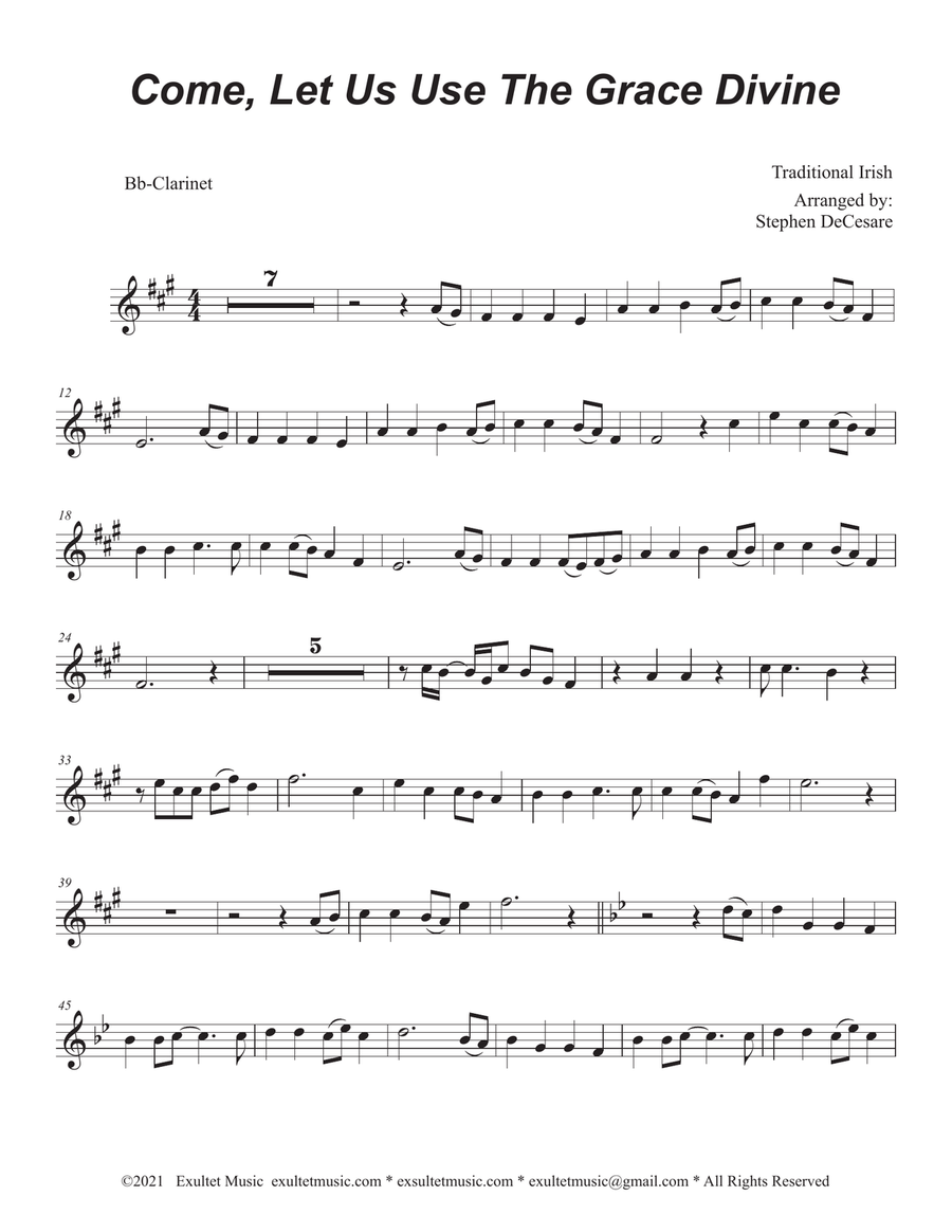 Come, Let Us Use The Grace Divine (Bb-Clarinet solo and Piano) Clarinet Solo scores gallery preview page 6