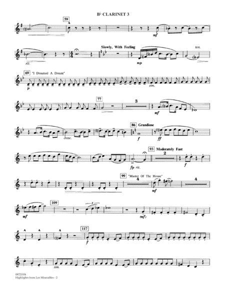 Highlights from Les Misérables (arr. Johnnie Vinson) - Bb Clarinet 3