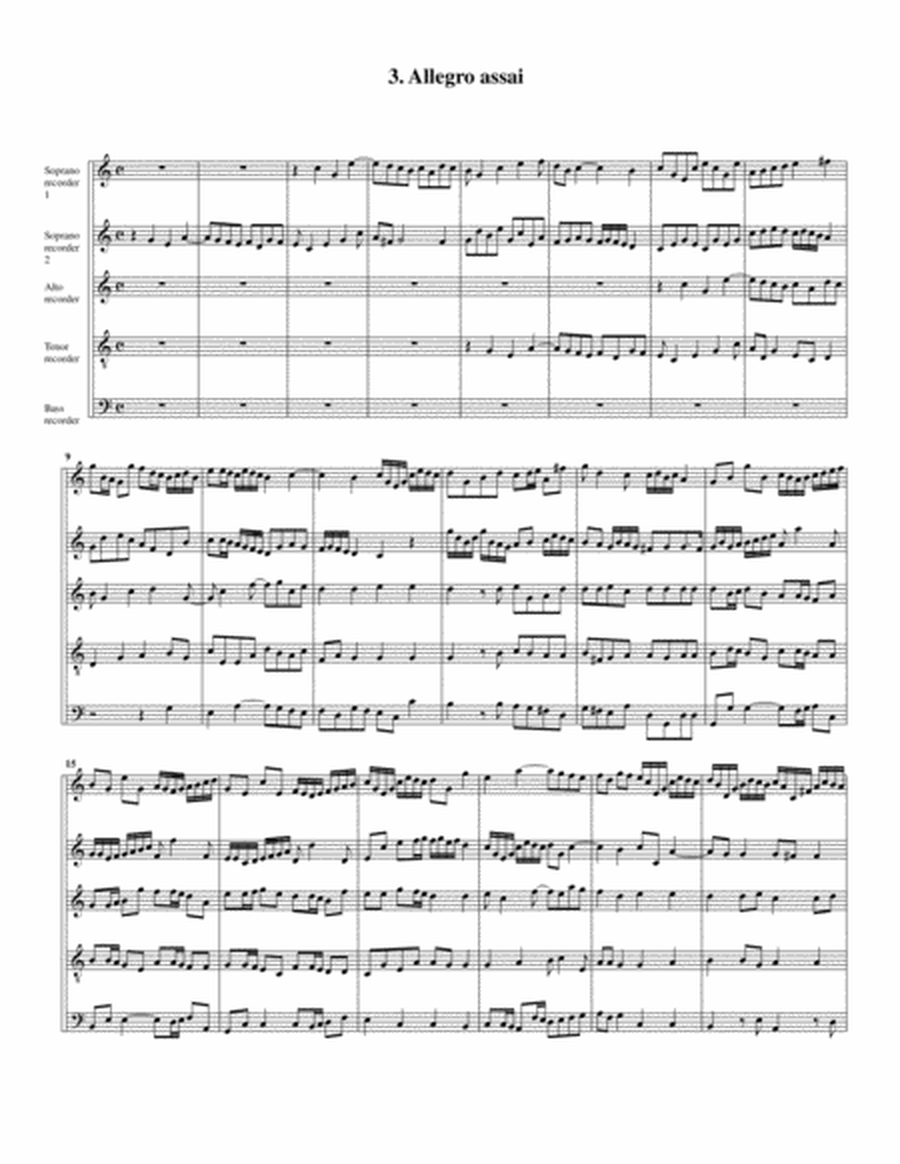 Concerto, Op.5, no.2 (arrangement for 5 recorders)