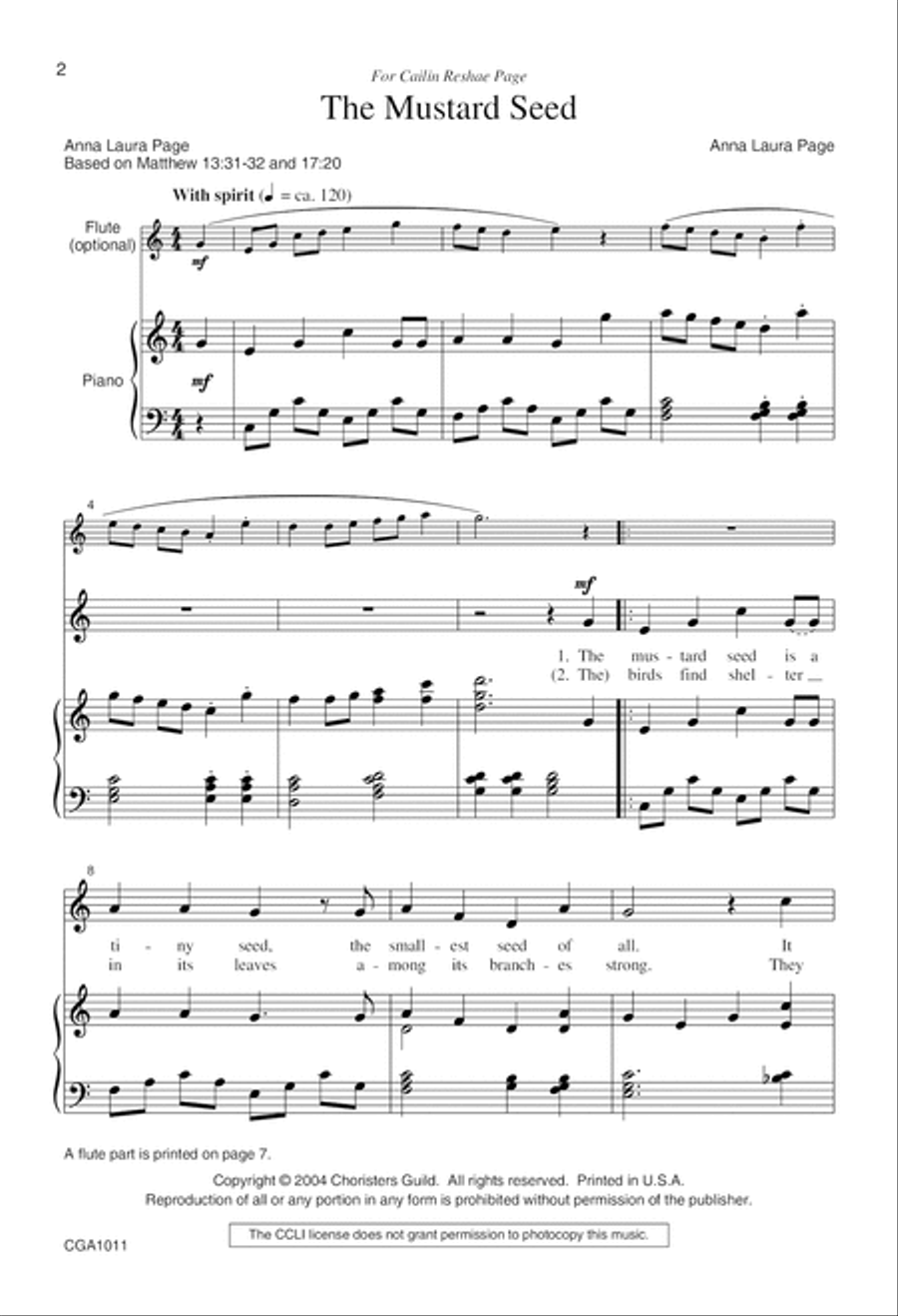 The Mustard Seed Unison Choir scores gallery preview page 2