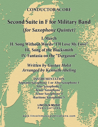 Holst - Second Suite for Military Band in F (for Saxophone Quintet SATTB or AATTB)