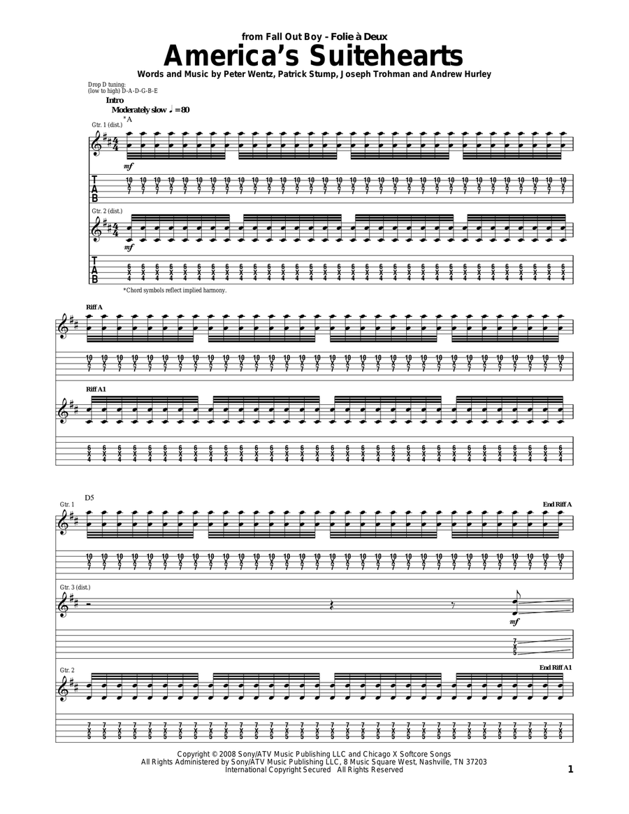 America's Suitehearts Acoustic Guitar scores gallery preview page 1