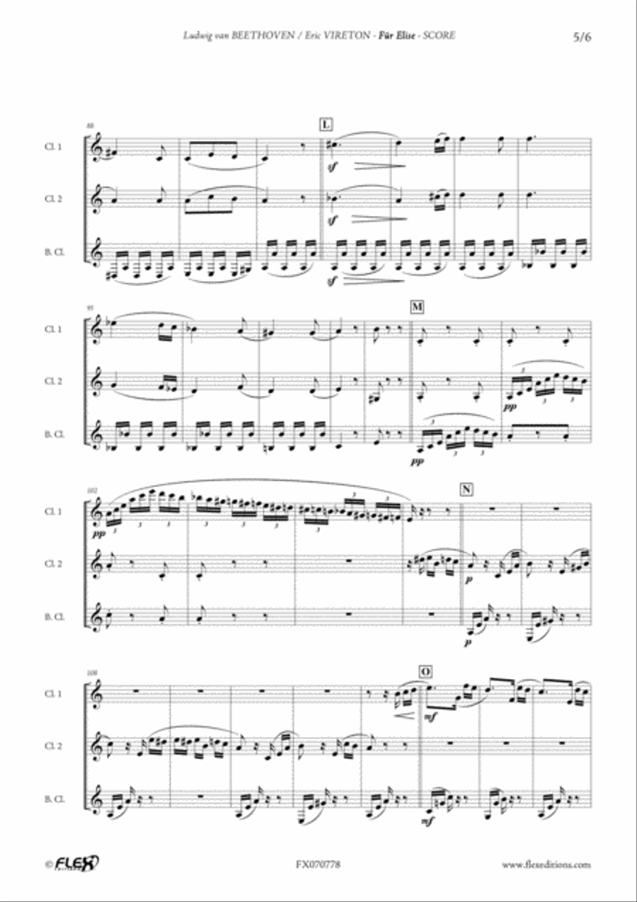 Fur Elise Fur Elise Clarinet Trio scores gallery preview page 5