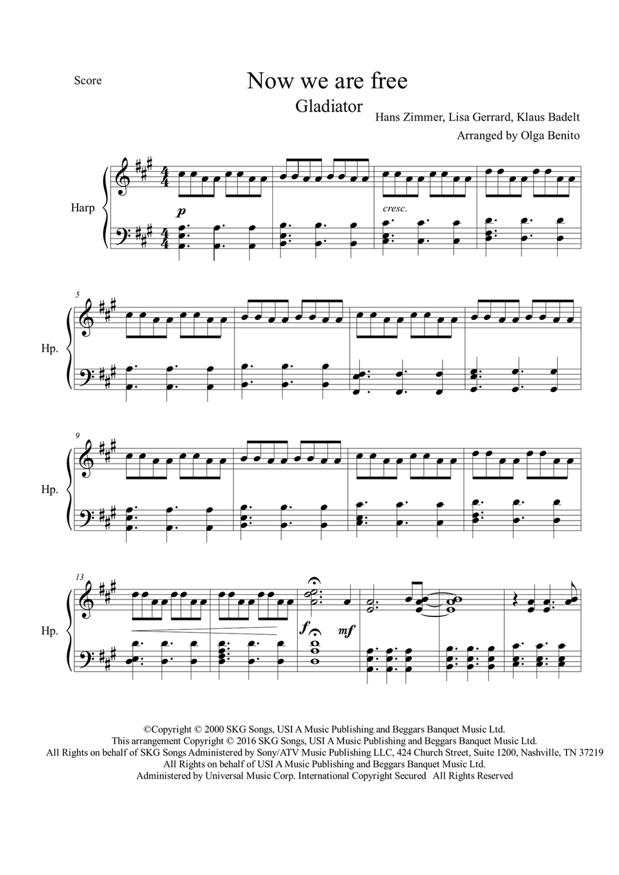 Now We Are Free Harp scores gallery preview page 2