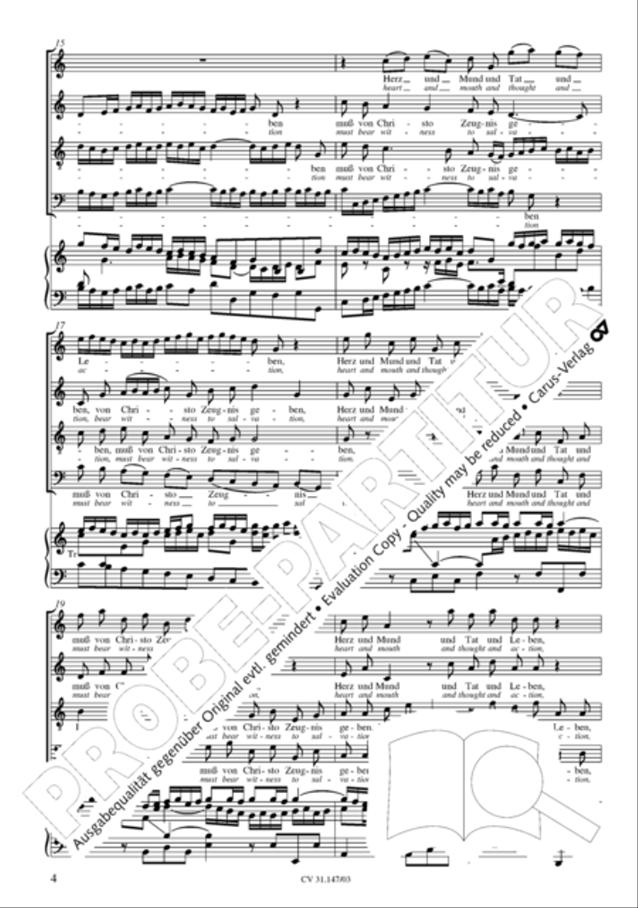 Heart and mouth and thought and action (Herz und Mund und Tat und Leben) 4-Part scores gallery preview page 5
