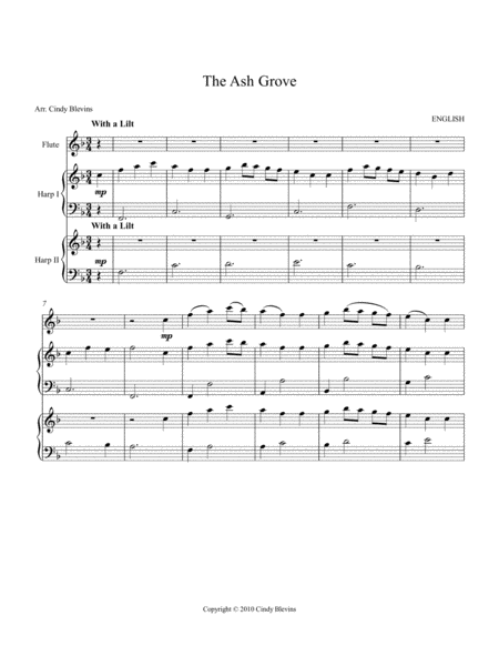 The Ash Grove, for Two Harps Plus Flute image number null