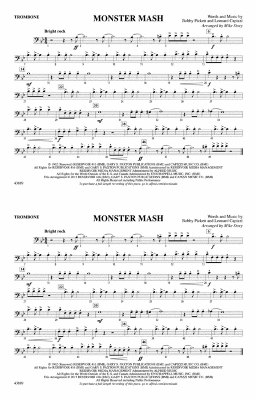 Monster Mash: 1st Trombone Marching Band scores gallery preview page 1