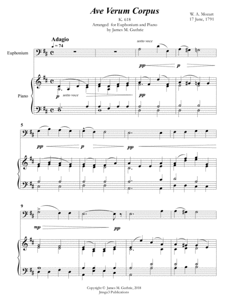 Mozart: Ave Verum Corpus for Euphonium & Piano image number null