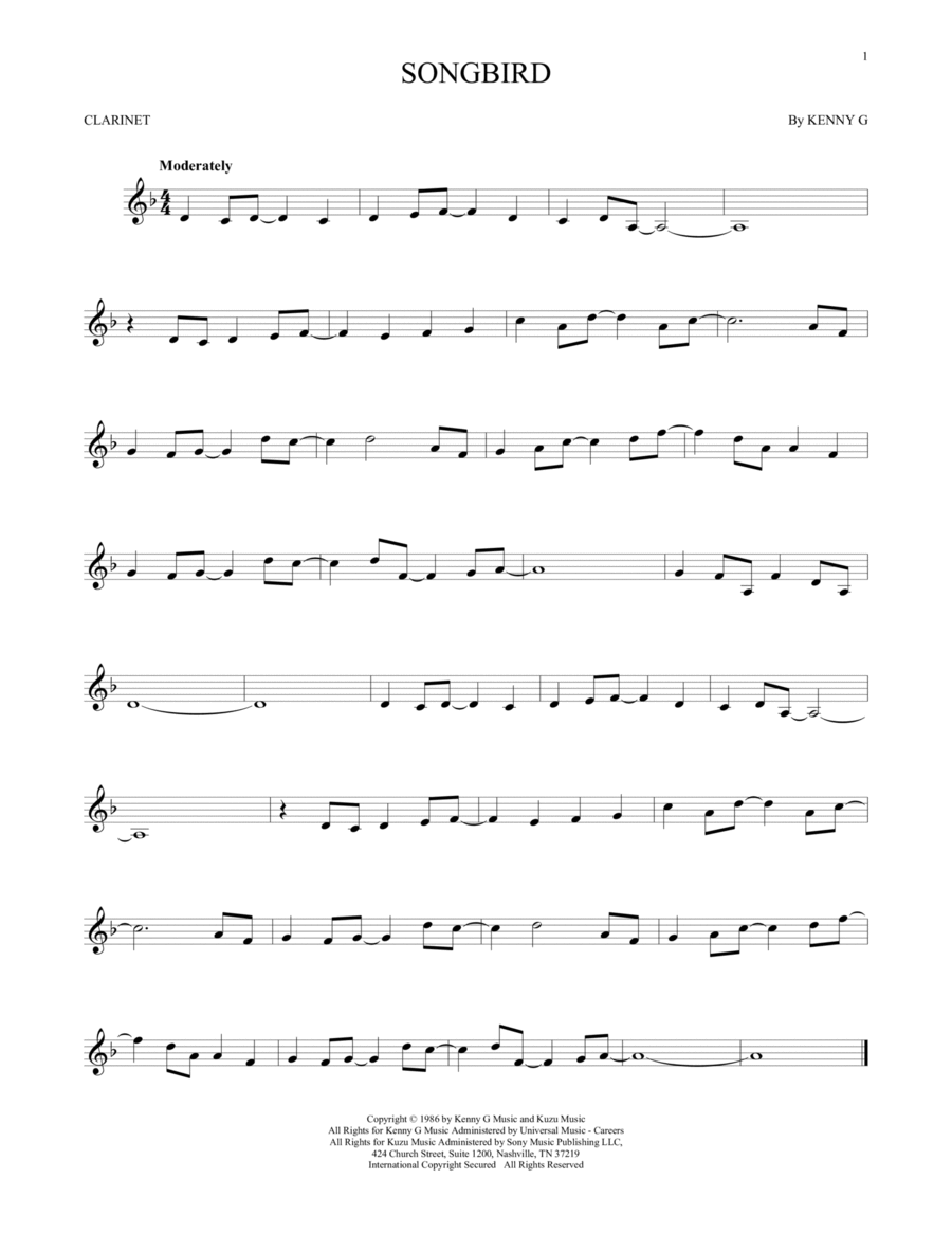 Songbird Clarinet Solo scores gallery preview page 1
