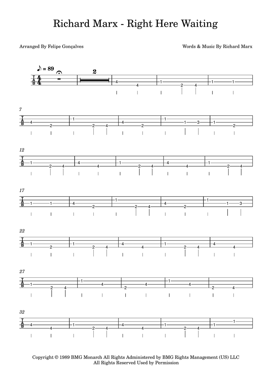 Right Here Waiting Acoustic Guitar scores gallery preview page 1