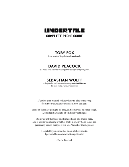 Undertale Complete Piano Score - Sheet Music from the game UNDERTALE