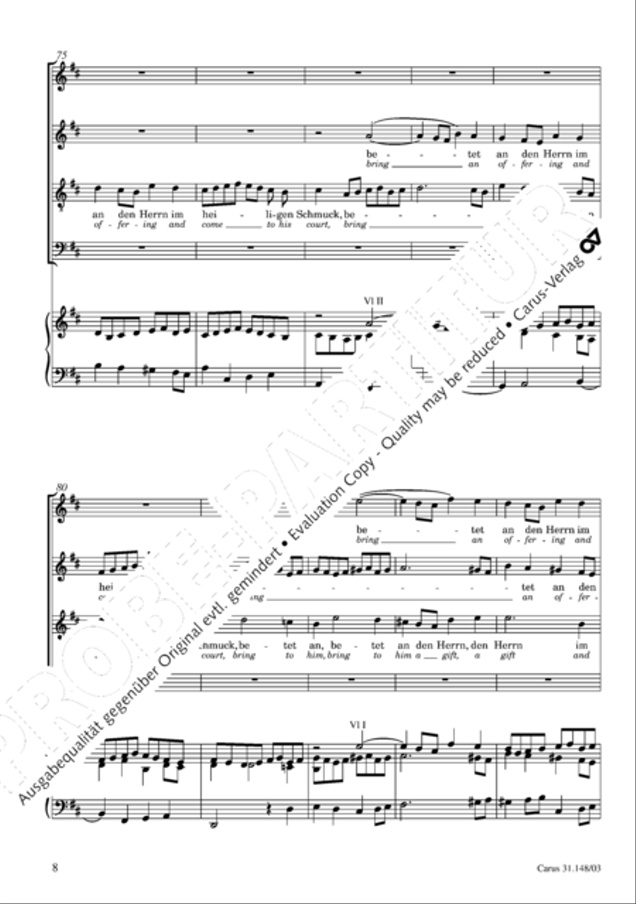 Give to the Lord glory due the Master (Bringet dem Herrn Ehre seines Namens) 4-Part scores gallery preview page 9