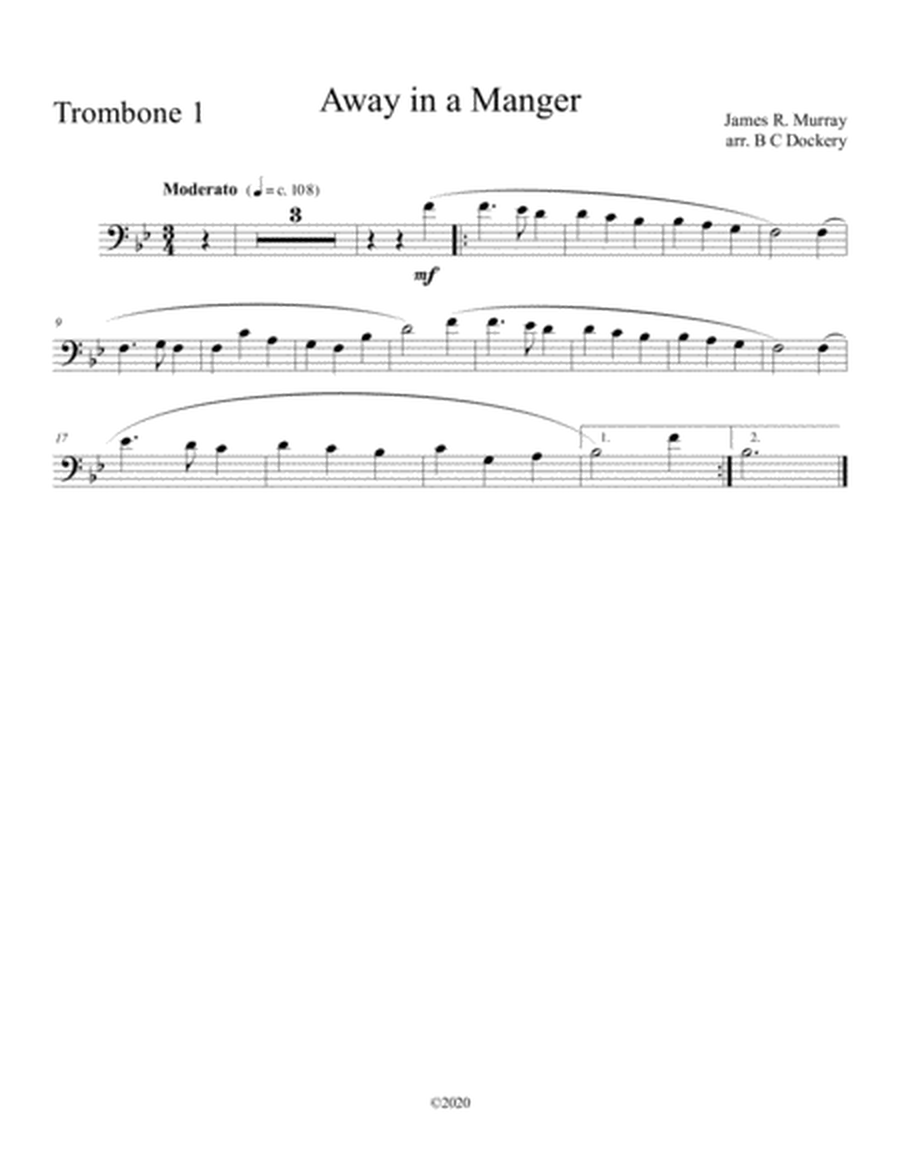 Away in a Manger (trombone duet) with optional piano accompaniment image number null