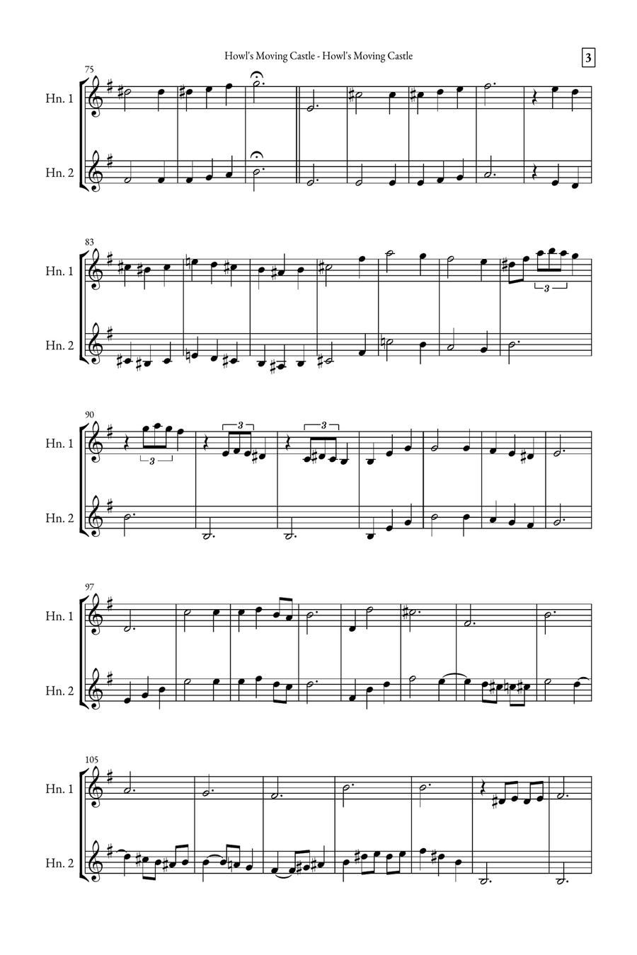 Howl's Moving Castle Brass Duet scores gallery preview page 3