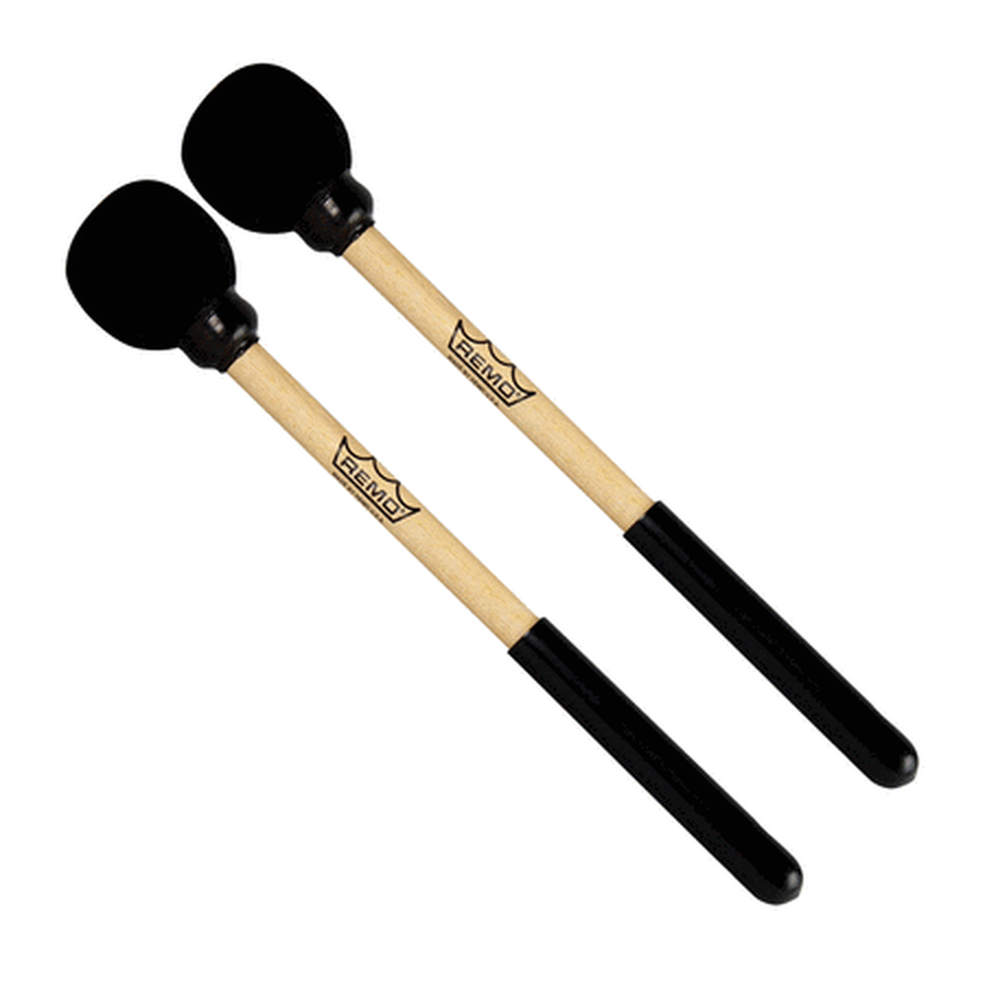 Mallet, Ez Bass Drum, Pair, 2.5“ X 14”, With Black Handle Grip, Natural Wood, Black
