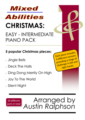 COMPLETE Christmas book for easy piano to intermediate piano (5 pieces) - Mixed Abilities Series