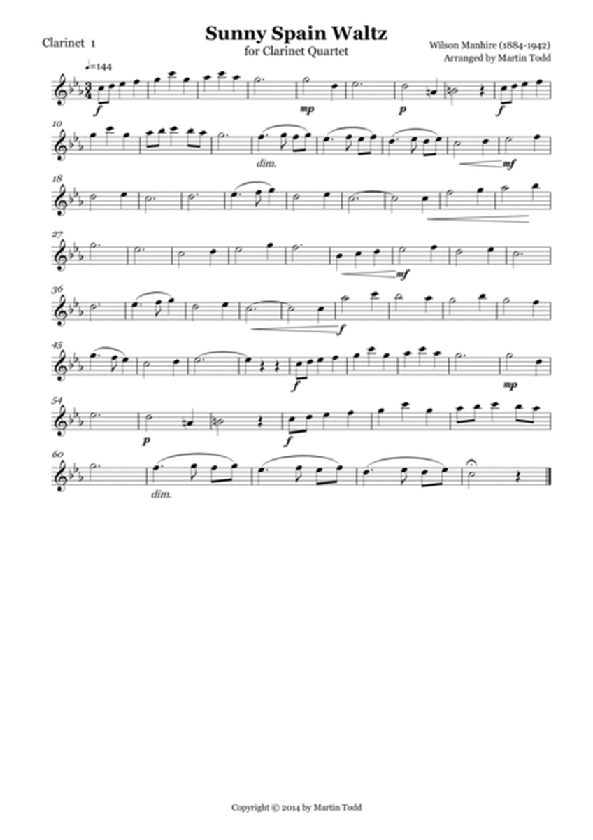 Sunny Spain Waltz for Clarinet Quartet image number null