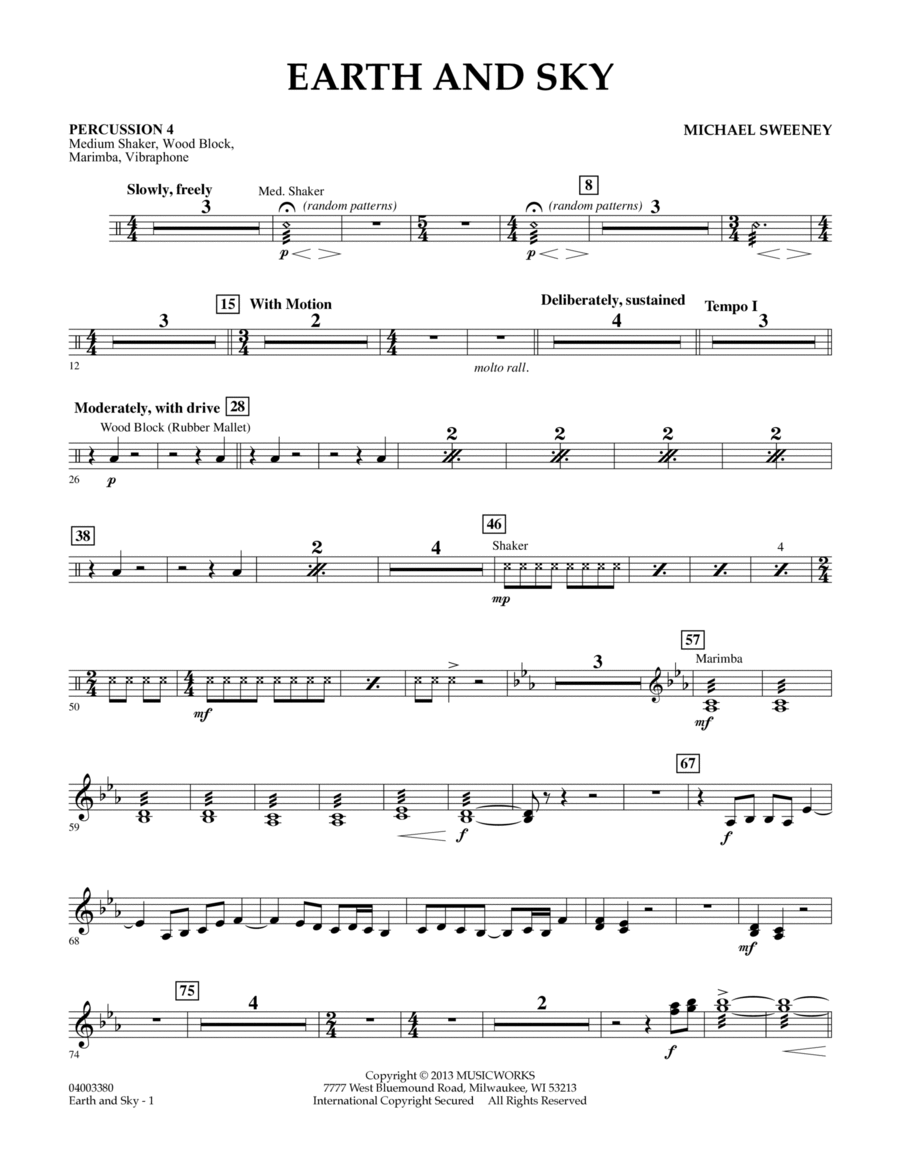 Earth and Sky - Percussion 4 Concert Band scores gallery preview page 1