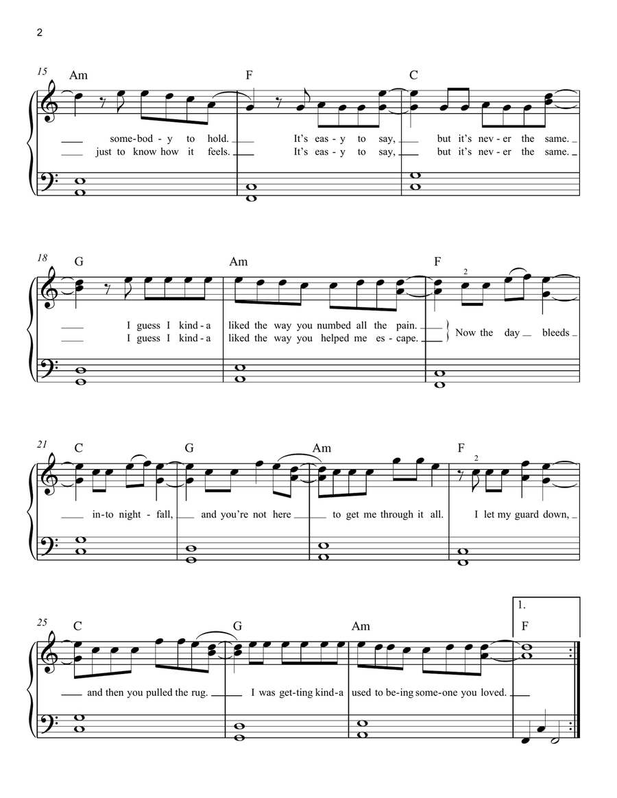 Someone You Loved Easy Piano scores gallery preview page 2