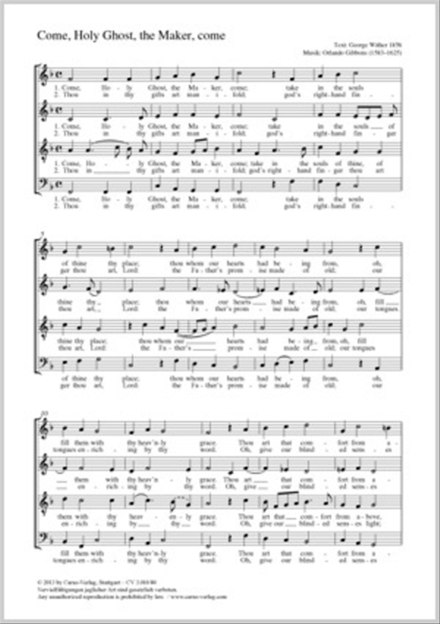 Come, Holy Ghost, the Maker, come 4-Part scores gallery preview page 1