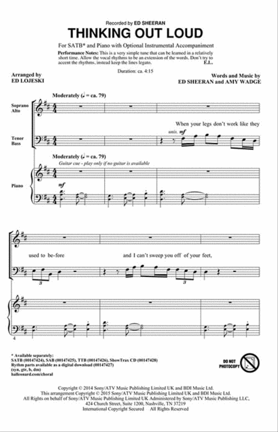 Thinking Out Loud 4-Part scores gallery preview page 2