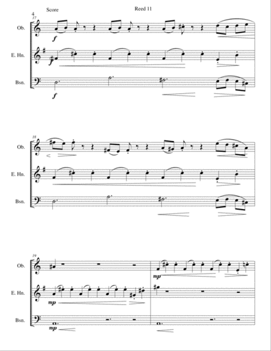 Reed 11 for double-reed trio (oboe, cor anglais, bassoon) Woodwind Trio scores gallery preview page 4