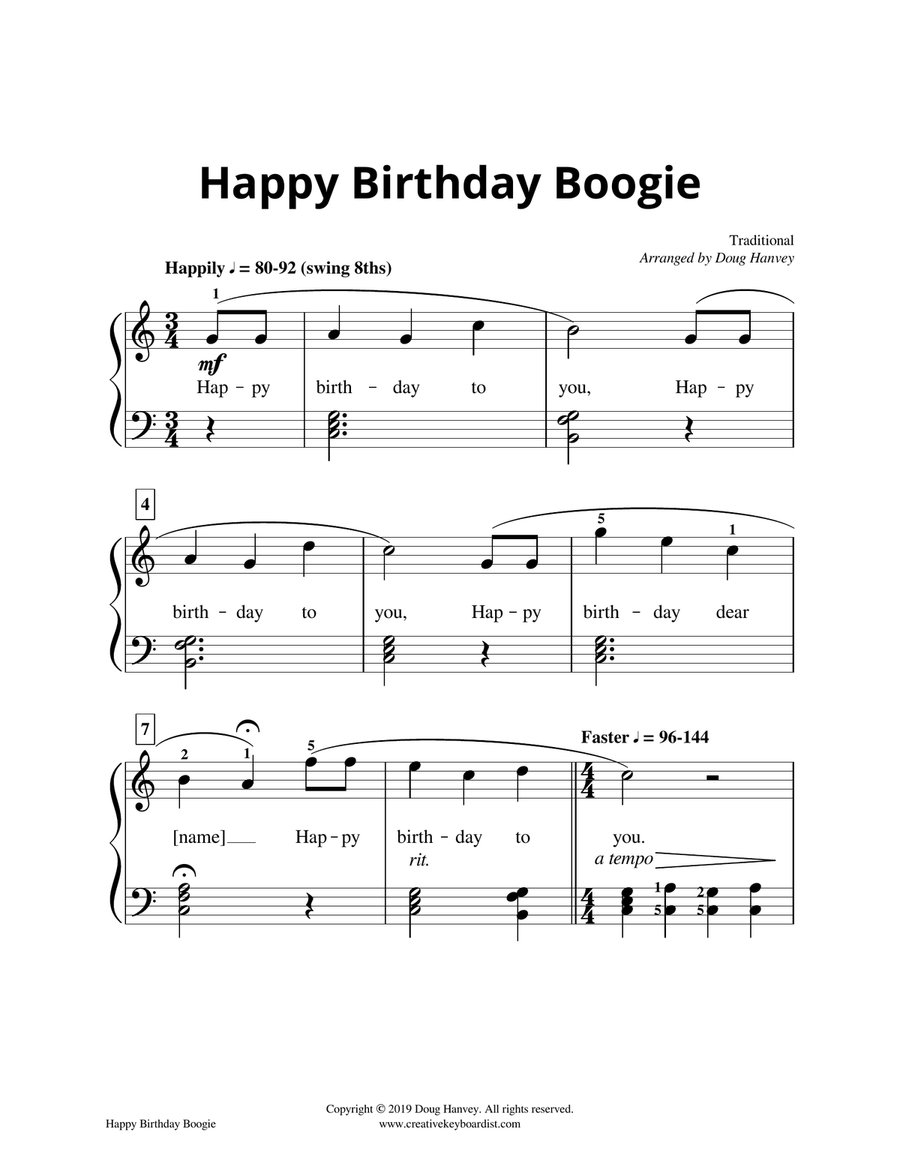 Happy Birthday Boogie Piano Solo scores gallery preview page 2