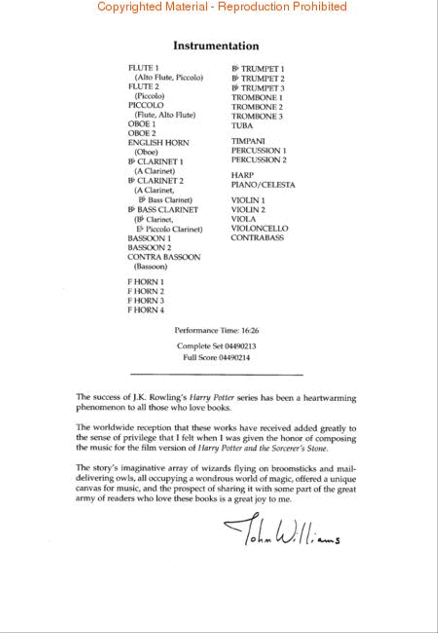 Harry Potter and the Sorcerer's Stone Full Orchestra scores gallery preview page 2